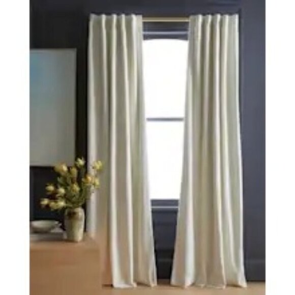 Quince Cotton Velvet Room Darkening Curtain Color White Size 48x84 -NEW- - Picture 5 of 6